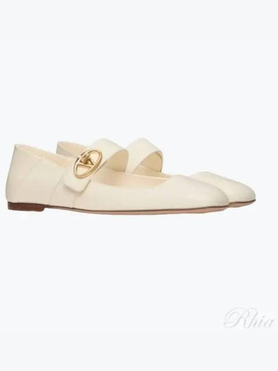 Women's V Logo Rocker Mary Jane Ballerina Ivory - VALENTINO - BALAAN 2