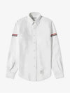 Oxford Striped Grosgrain Armband Classic Long Sleeve Shirt White - THOM BROWNE - BALAAN 2