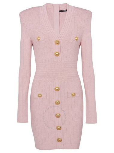 Balmain Button-Embellished Knitted Minidress, Brand Size 34 (US Size 2) - BALMAIN - BALAAN 1