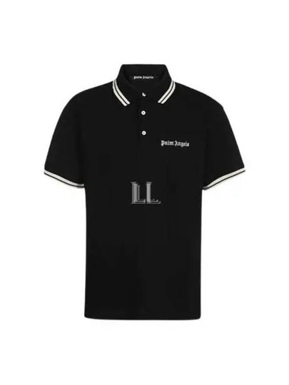 Embroidered Logo Polo Shirt Black - PALM ANGELS - BALAAN 2