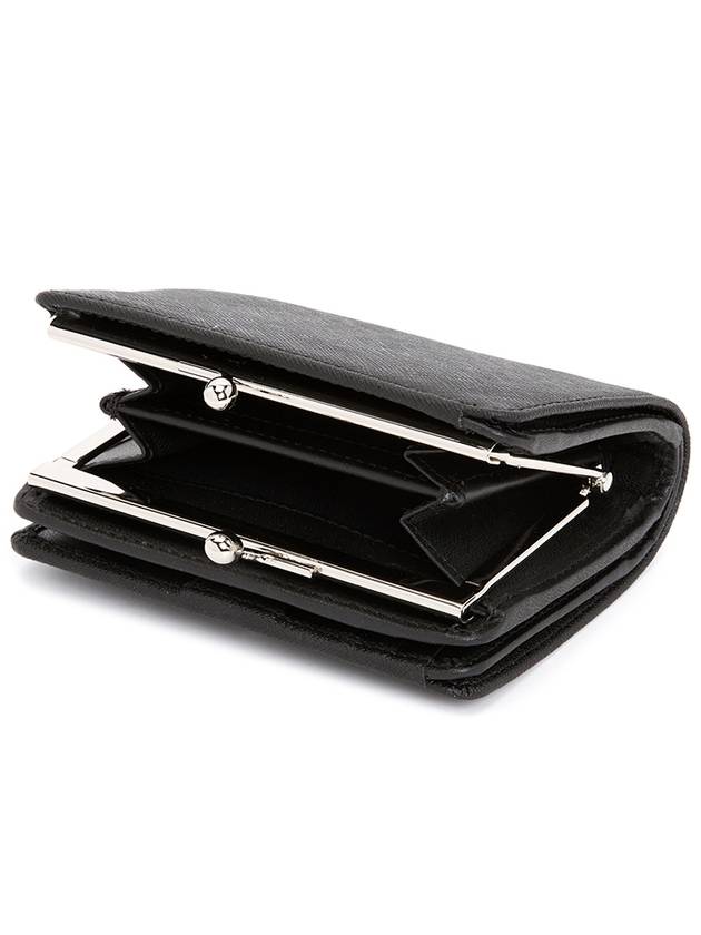 ORB Logo Saffiano Half Wallet Black - VIVIENNE WESTWOOD - BALAAN 5