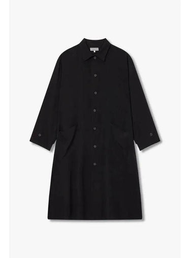 Yohji Yamamoto HOMME Over Maxi Button Up Shirt Black - YOHJI YAMAMOTO - BALAAN 1