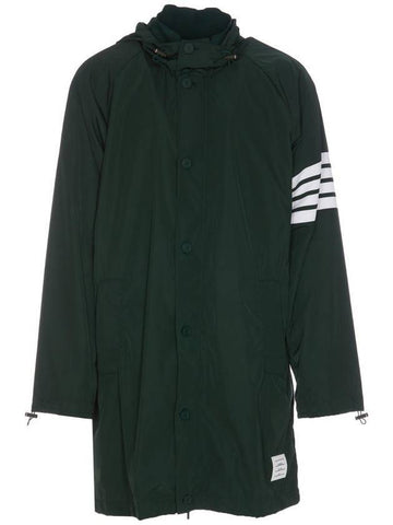 Poly Twill Diagonal Hooded Parka Dark Green - THOM BROWNE - BALAAN 1