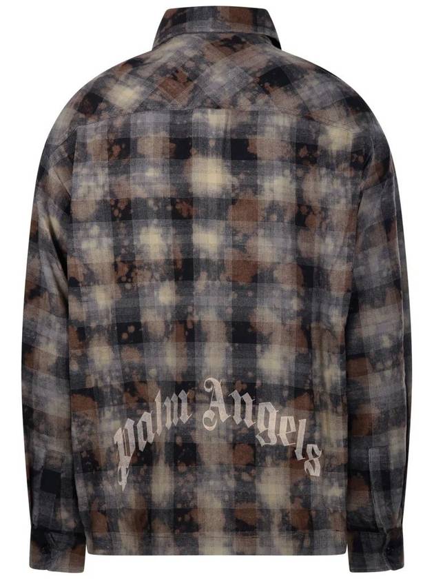 Palm Angels Curved Logo Check Long Sleeve Shirt Gray - PALM ANGELS - BALAAN 3