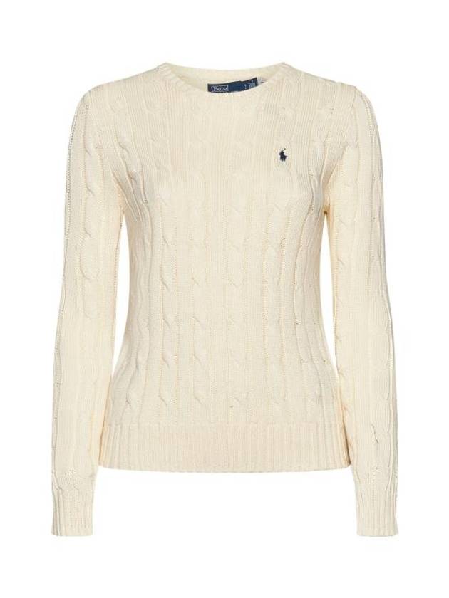 Embroidered Logo Pony Cable Knit Top Cream - POLO RALPH LAUREN - BALAAN 2