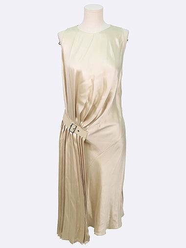 Ferragamo beige color silk belt decoration women s tank top dress size 42 - SALVATORE FERRAGAMO - BALAAN 1