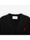 Heart Logo Wool Cardigan Black - AMI - BALAAN 4