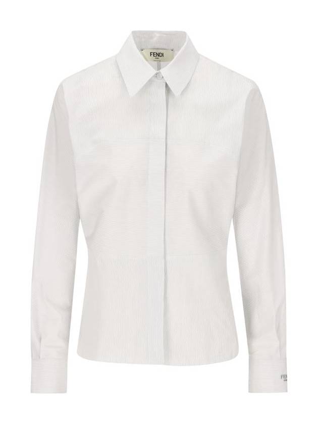 Striped Cotton Shirt White - FENDI - BALAAN 2