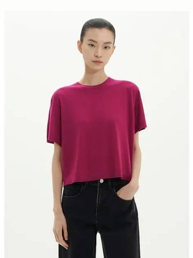 Women s Merino Wool Boxy Loose T Shirt Deep Rose Domestic Product GM0024071970350 - THEORY - BALAAN 1