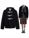 Men's Twill Stitch Center Bag Striped Duffel Coat Navy - THOM BROWNE - BALAAN 2