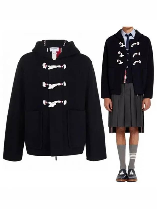 Men's Twill Stitch Center Bag Striped Duffel Coat Navy - THOM BROWNE - BALAAN 2