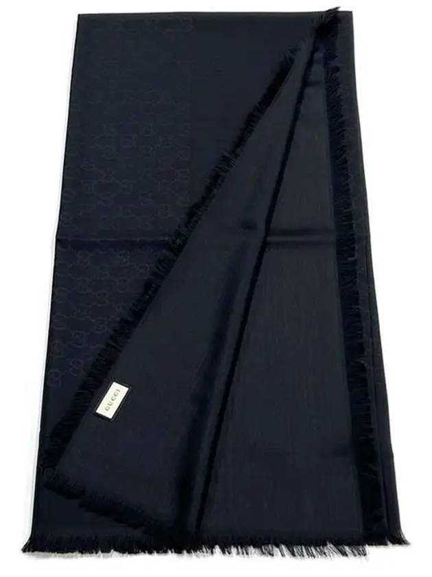 GG Jacquard Wool Silk Muffler Black - GUCCI - BALAAN 3