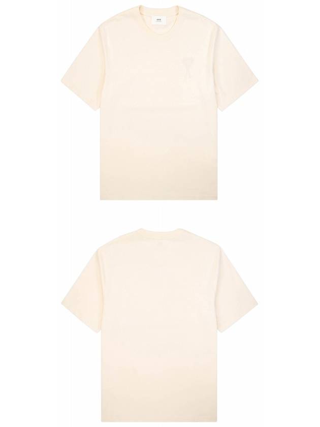 Big Heart Logo Oversized Short Sleeve T-Shirt Ivory - AMI - BALAAN 5