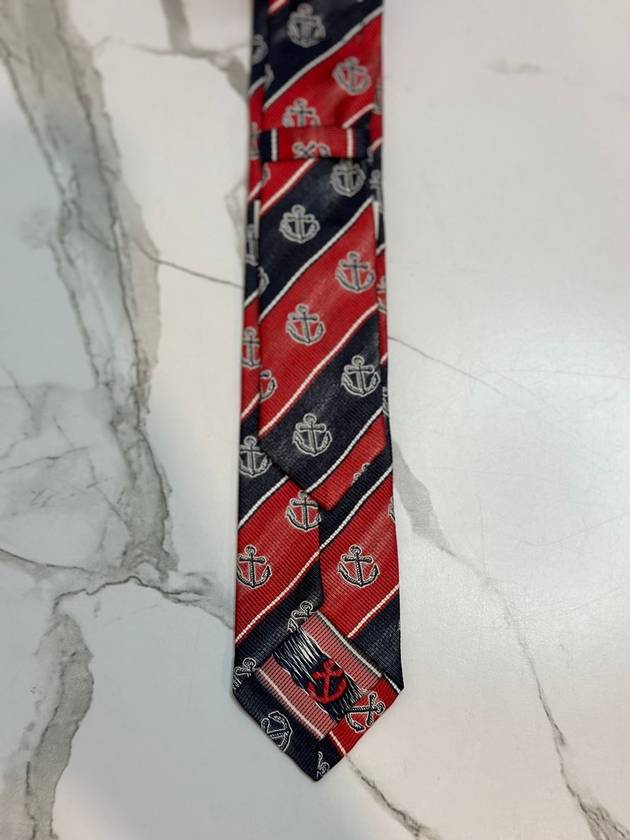 Anchor Stripe Silk Tie Black Red - THOM BROWNE - BALAAN 4