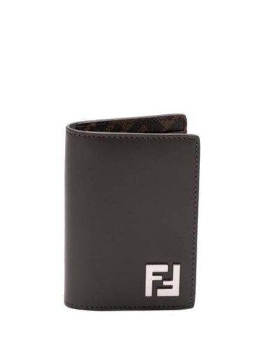 FF Squared Leather Card Holder Green - FENDI - BALAAN 1