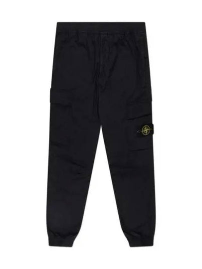 Stretch Cotton Tela Paracadute Cargo Straight Pants Black - STONE ISLAND - BALAAN 2