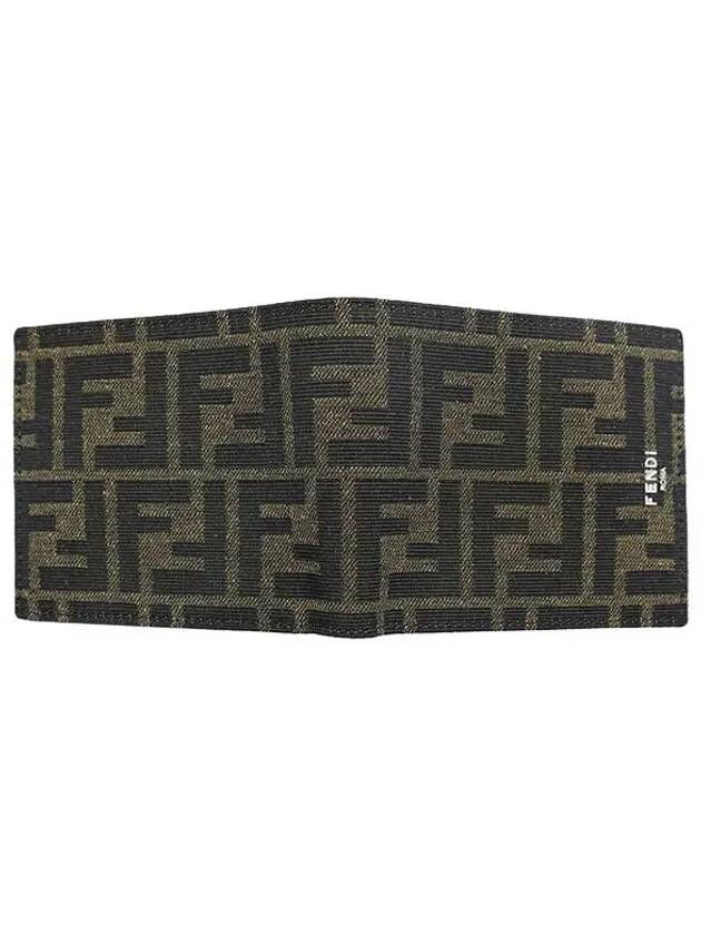 FF Fabric Leather Bifold Wallet Brown - FENDI - BALAAN 5