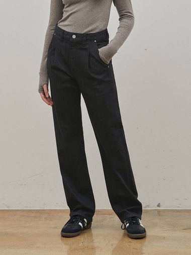 Denim tuck basic straight pants black - RYUL+WAI: - BALAAN 1