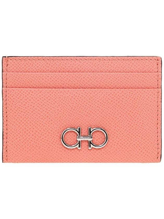 Gancini Card Wallet Coral - SALVATORE FERRAGAMO - BALAAN 1