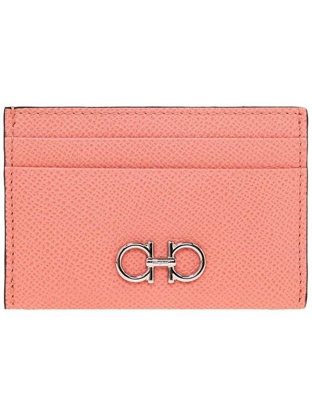 Gancini Card Wallet Coral - SALVATORE FERRAGAMO - BALAAN 1