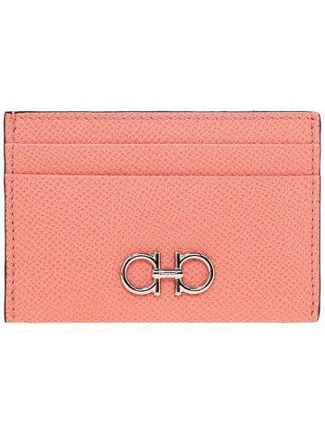 Gancini Card Wallet Coral - SALVATORE FERRAGAMO - BALAAN 1