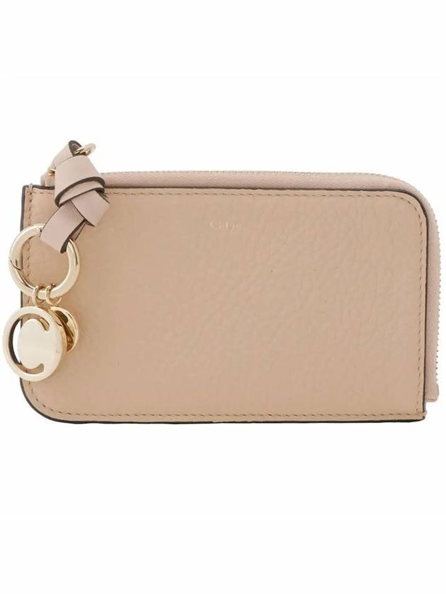 Alphabet Half Zipper Leather Card Wallet Pink - CHLOE - BALAAN 3