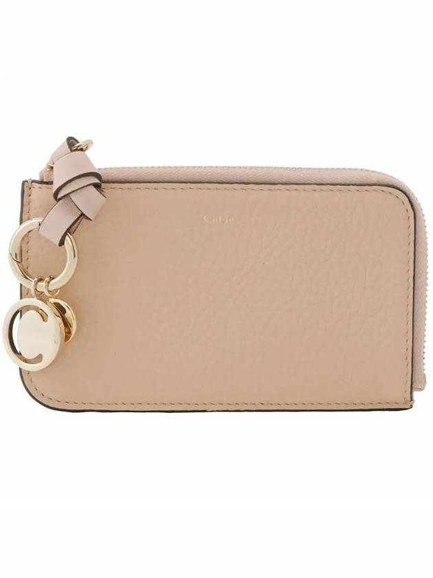 Alphabet Half Zip Leather Card Wallet Pink - CHLOE - BALAAN 3