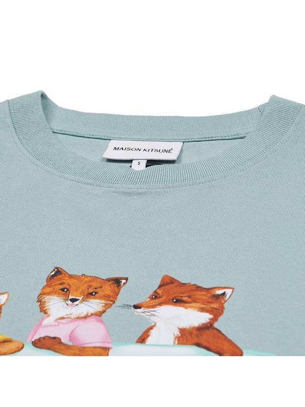 Surfing Foxes Logo Print Short Sleeve T-Shirt Sky Blue - MAISON KITSUNE - BALAAN 5