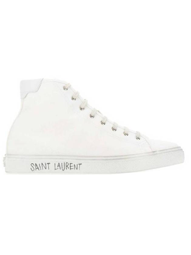 Malibu Logo Canvas High Top Sneakers White - SAINT LAURENT - BALAAN 1