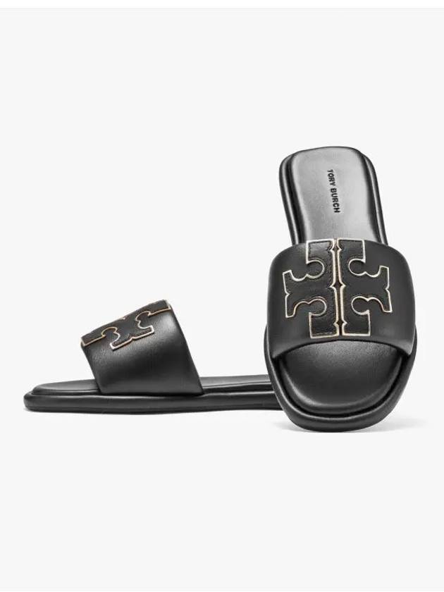 Double T Slide Slippers Black - TORY BURCH - BALAAN 5