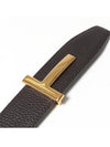 Gold Grain Leather T Icon Belt Brown Black - TOM FORD - BALAAN 6