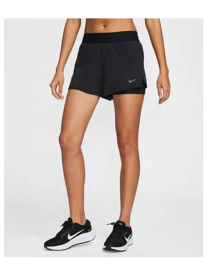 Women's Swift Dri-Fit Mid-Rise 2-In-1 Running Shorts Black - NIKE - BALAAN 2