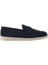 Triangle Logo Suede Loafers Navy - PRADA - BALAAN 2