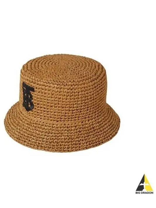 Monogram Patch Raffia Bucket Hat Beige - BURBERRY - BALAAN 2