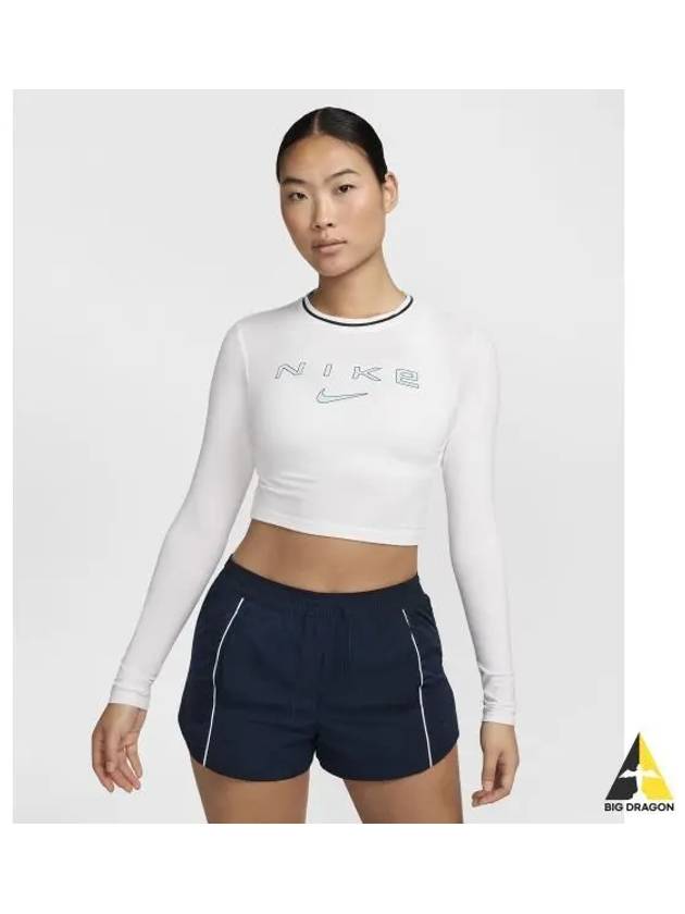 Sportswear Chill Knit Slim Long Sleeve Cropped Graphic T Shirt W White FZ2859 100 - NIKE - BALAAN 1