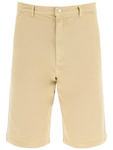 Men's Logo Patch Back Bermuda Shorts Natural - KENZO - BALAAN 1