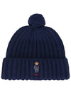 Bear Motif Cable Wool Beanie Navy - POLO RALPH LAUREN - BALAAN 2