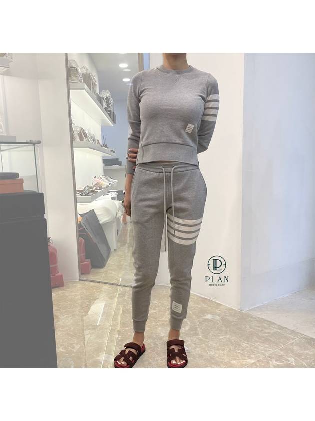 Women's Engineer 4 Bar Cotton Loopback Knit Track Pants Grey - THOM BROWNE - BALAAN.