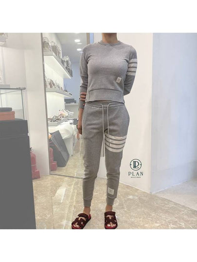 Women's Engineer 4 Bar Cotton Loopback Knit Track Pants Grey - THOM BROWNE - BALAAN 2