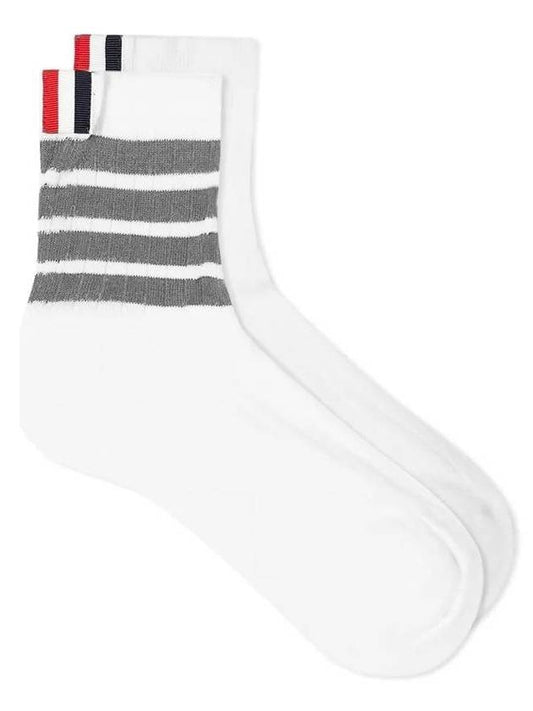 Three Stripes Logo Socks White - THOM BROWNE - BALAAN 1