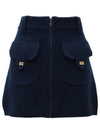 Navy Wool Mini Skirt - GANNI - BALAAN 1