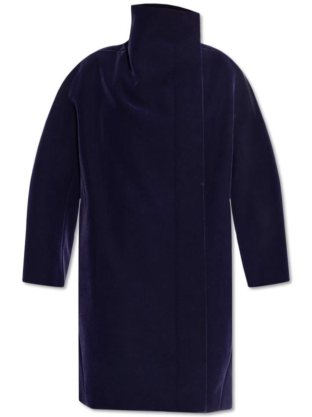 Alaïa Coat With Stand-up Collar, Women's, Navy Blue - ALAIA - BALAAN 1