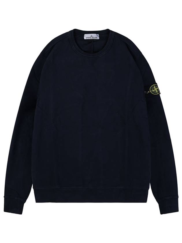 Brushed Cotton Fleece Garment Dyed Crewneck Sweatshirt Navy - STONE ISLAND - BALAAN 2