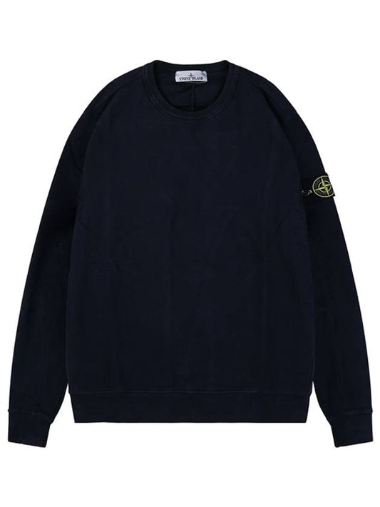 Brushed Cotton Fleece Garment Dyed Crewneck Sweatshirt Navy - STONE ISLAND - BALAAN 2