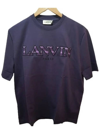 TS0005 J260 709 Cuff Logo Embroidered Short Sleeve T Shirt Navy - LANVIN - BALAAN 2