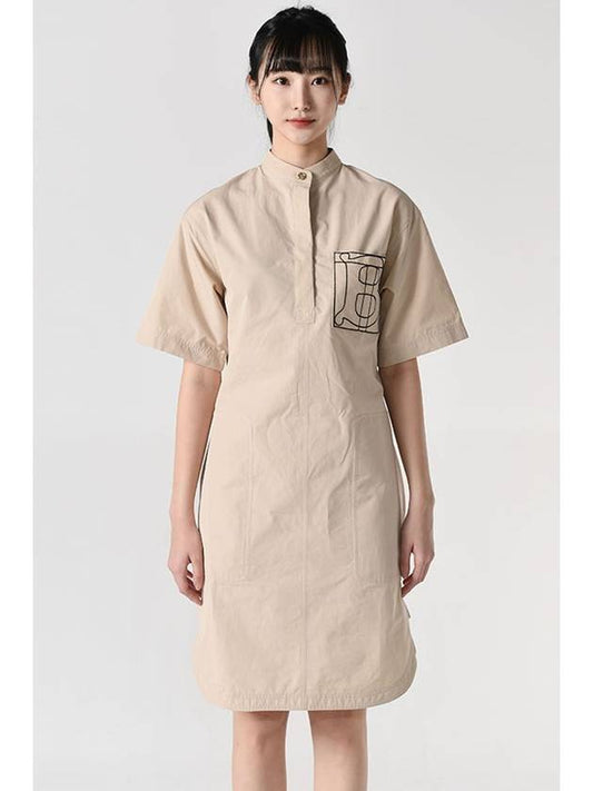 Logo embroidery shirt midi dress beige - BURBERRY - BALAAN 2