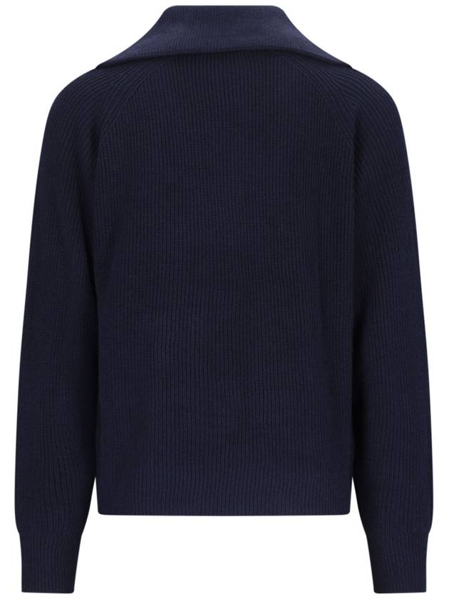 Fox Head Patch Half Zip Up Knit Top Navy - MAISON KITSUNE - BALAAN 3