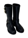 Harness Vegetable Tanned Calfskin Mid Biker Boots Black - CELINE - BALAAN 5