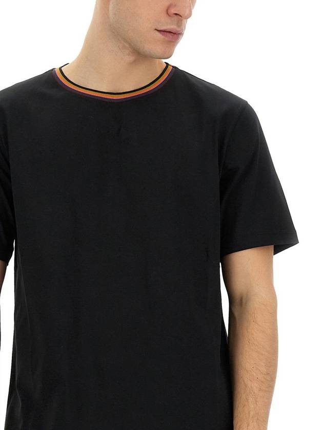 Artist Striped Round Neck Short Sleeve T-Shirt Black - PAUL SMITH - BALAAN 5