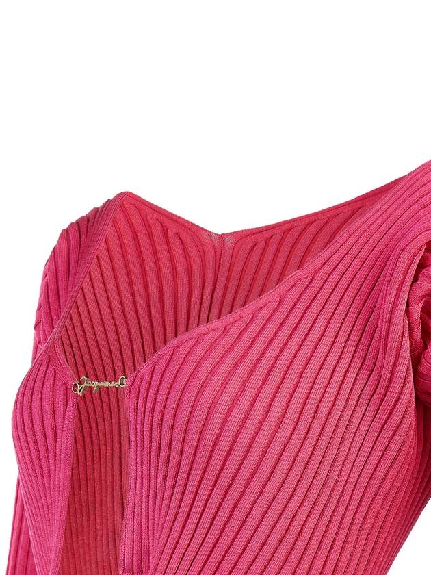 La Maille Pralu Micro Charm Logo Cardigan Pink - JACQUEMUS - BALAAN 6